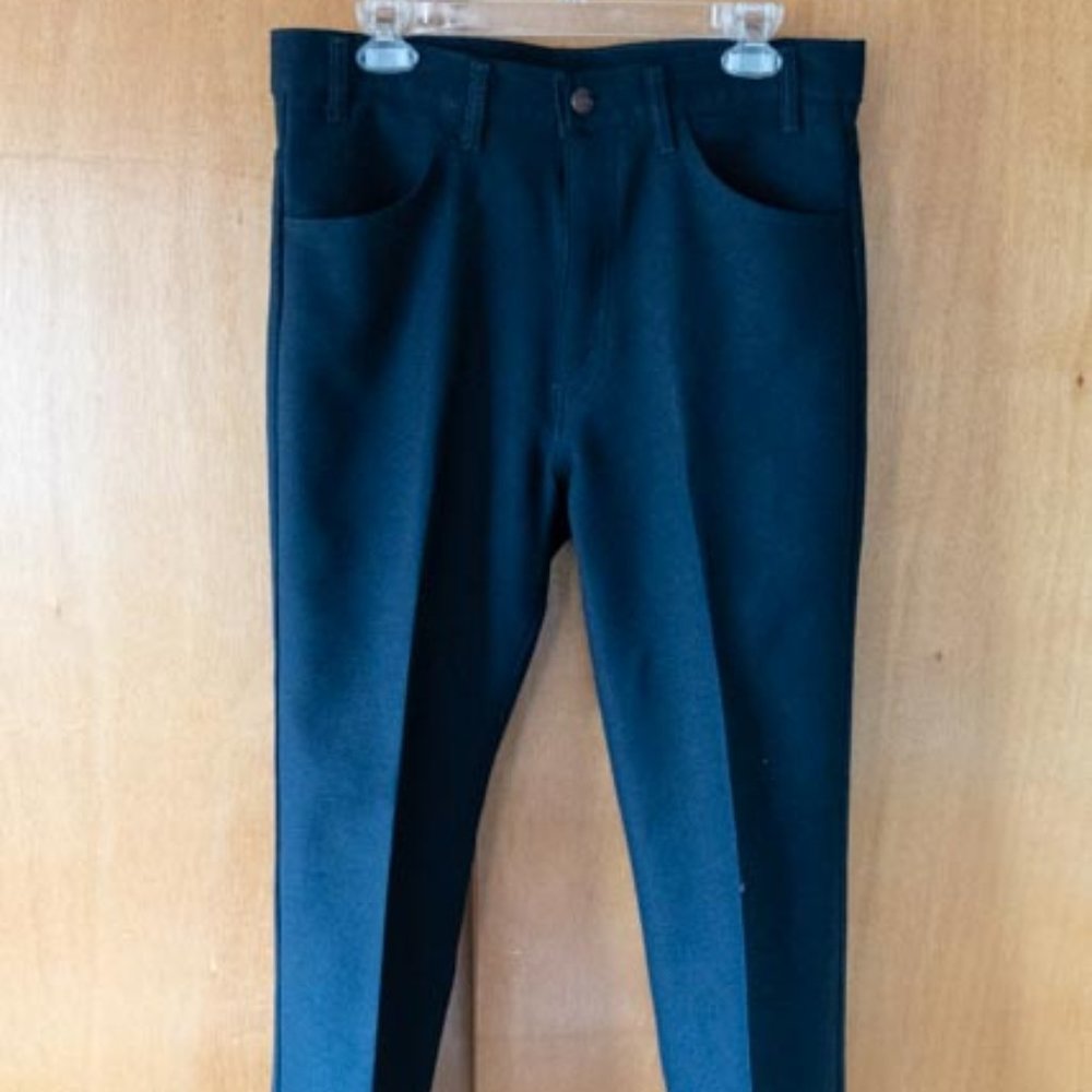 Levi’s 517 Black 100% Dacron Poly Made in USA Staprest Bootcut Jeans women 34/29